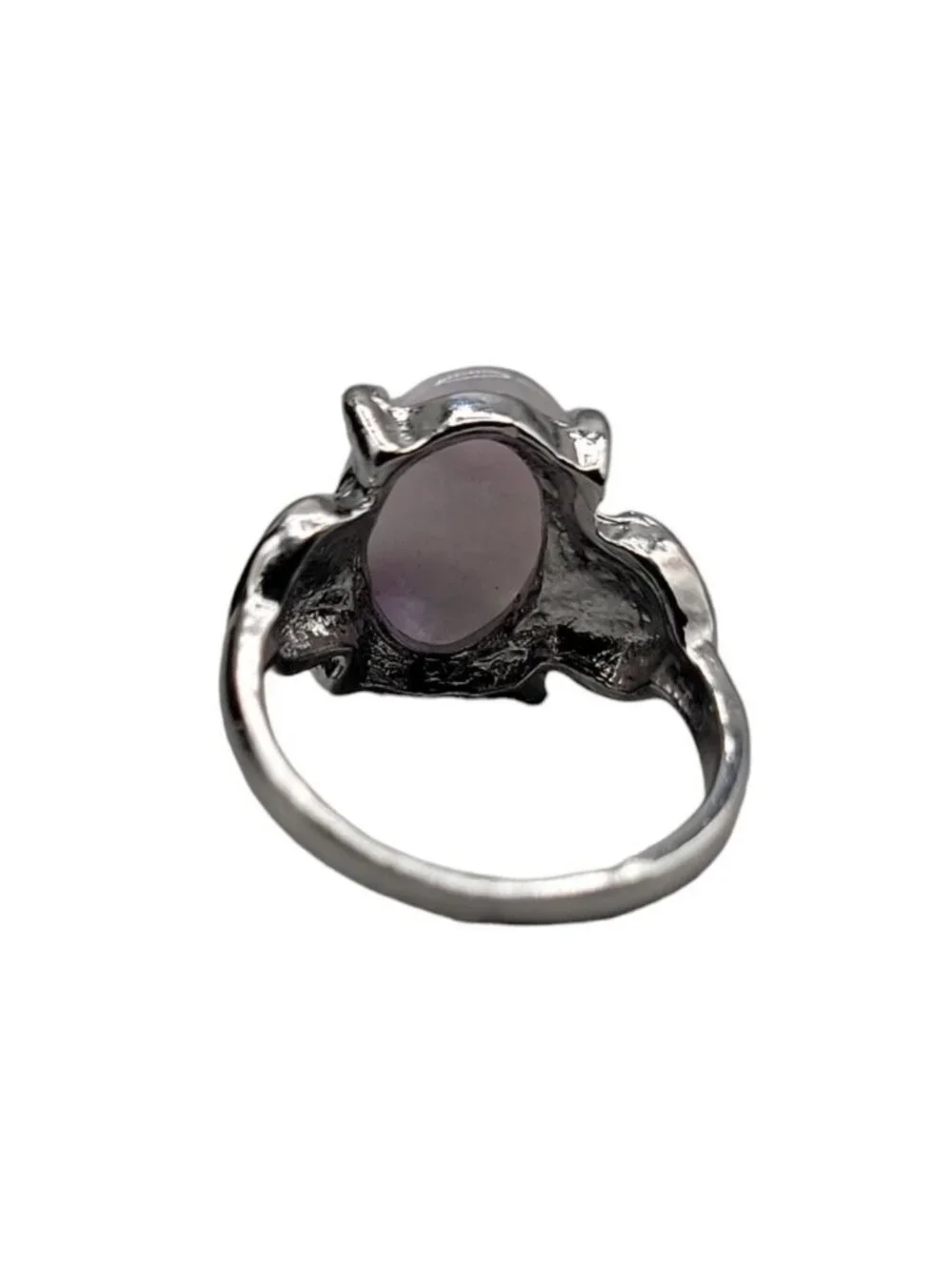 Purple Moonstone Ring Silver Plated Ladies Size 5.5 Heart Side Accents Vintage - Picture 16 of 16